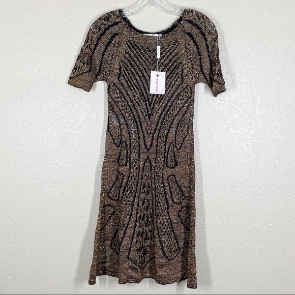 Cecilia Prado Metallic Knit Chevron Dress - Picture 1 of 6